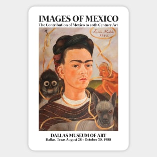 Frida Kahlo Exhibition Art Poster - "Self-Portrait with Monkey" 1988 Magnet